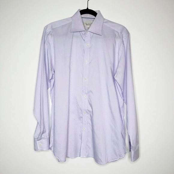 Ted Baker Button Down Endurance Dress Shirt Men's LS Light Purple Size 16 34/35 - Picture 1 of 7